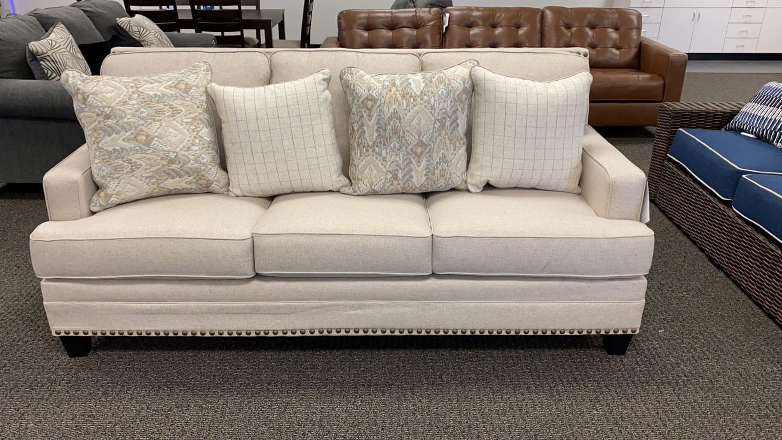 Claredon Linen Sofa, Loveseat And Chair$10 Down Payment And Financing Available