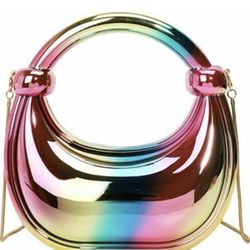 Acrylic Evening Clutch Purse Available In Silver Or Rainbow Color