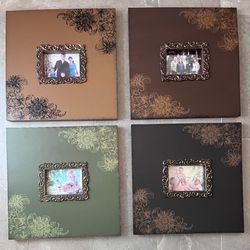 Set of 4 Ornate Picture Frames Floral Earth Tones Wall Art