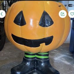 Halloween Ceramic Pumpkin Pot With Legs And Light Up Tree