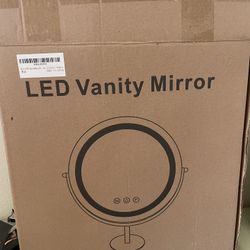 Makeup Mirror with Lights, 8" Double Sided 1x/10x Magnifying Vanity Mirror with 3 Color Lights, Rechargeable, 360° Rotation and Adjustable Height, Gif