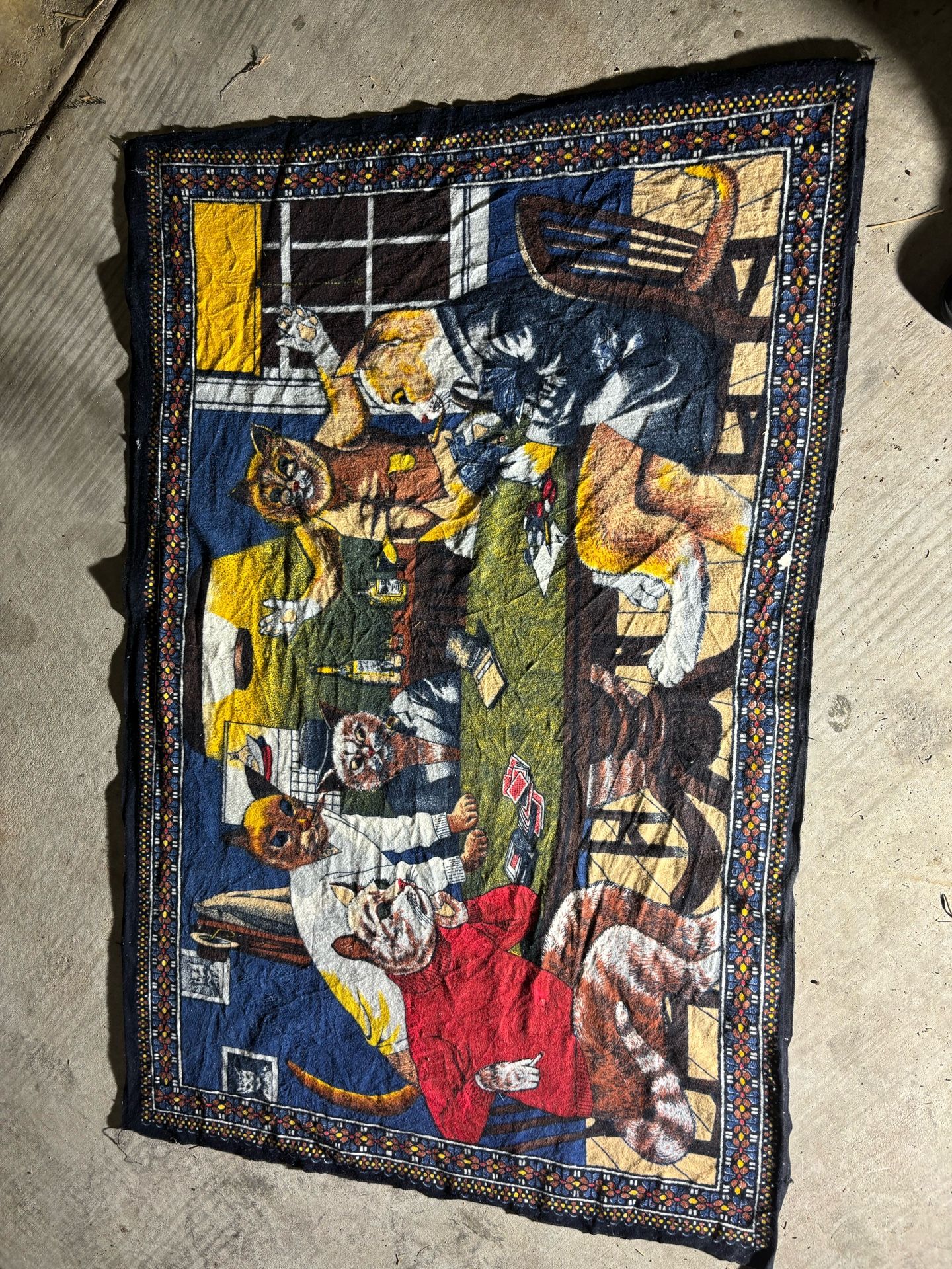 Two Tapestries Dogs Playing Like People