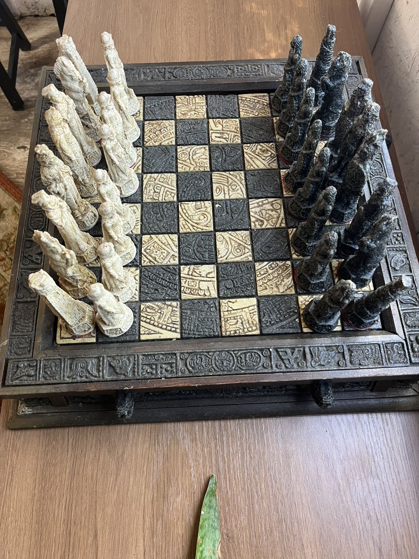 Rare Aztec/Maya Spanish Conquistador Chess Set