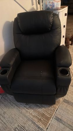 Used Faux Black Leather Power Lift Recliner Chair with Massage and Heating