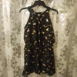 Girls xl Gold And Black Unicorn Dress
