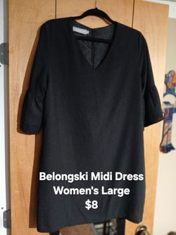 Belongski Black Midi Dress Women's Large