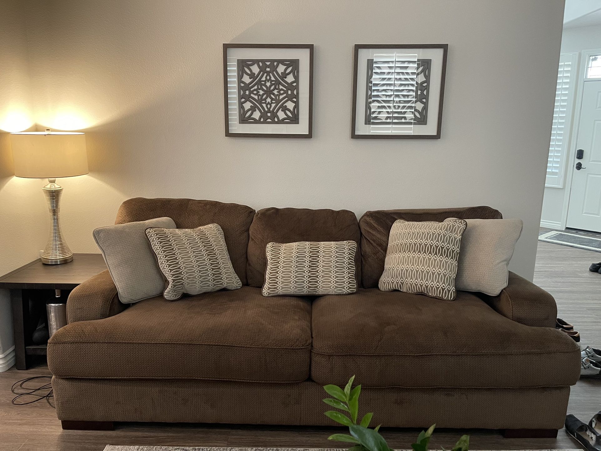 Brown Soft Sofa Set 3pcs
