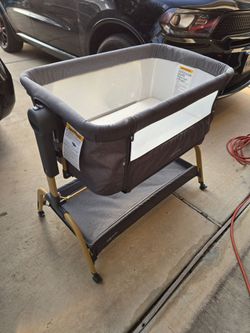 ANGELBLISS BABY BASSINET BEDSIDE SLEEPER EASY FOLDING BEDSIDE CRIB - DARK GRAY