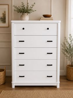 White 5-Drawer Tall Dresser