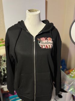 Balanced Co. Merry Christmas Y’all Black Zip Up Hoodie Women’s Large