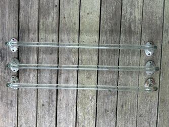 (3) Antique Art Deco Glass towel holders