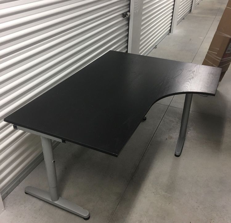 IKEA Galant Corner L Office Desk Table Black Gaming