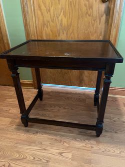 Broyhill  dark wood side table