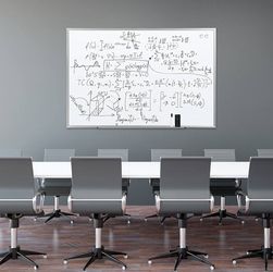 Basics Large Magnetic Dry Erase Whiteboard, 48" x 72", Aluminum Frame, Silver/White, with Pen Tray for School, Classroom, Office & Home