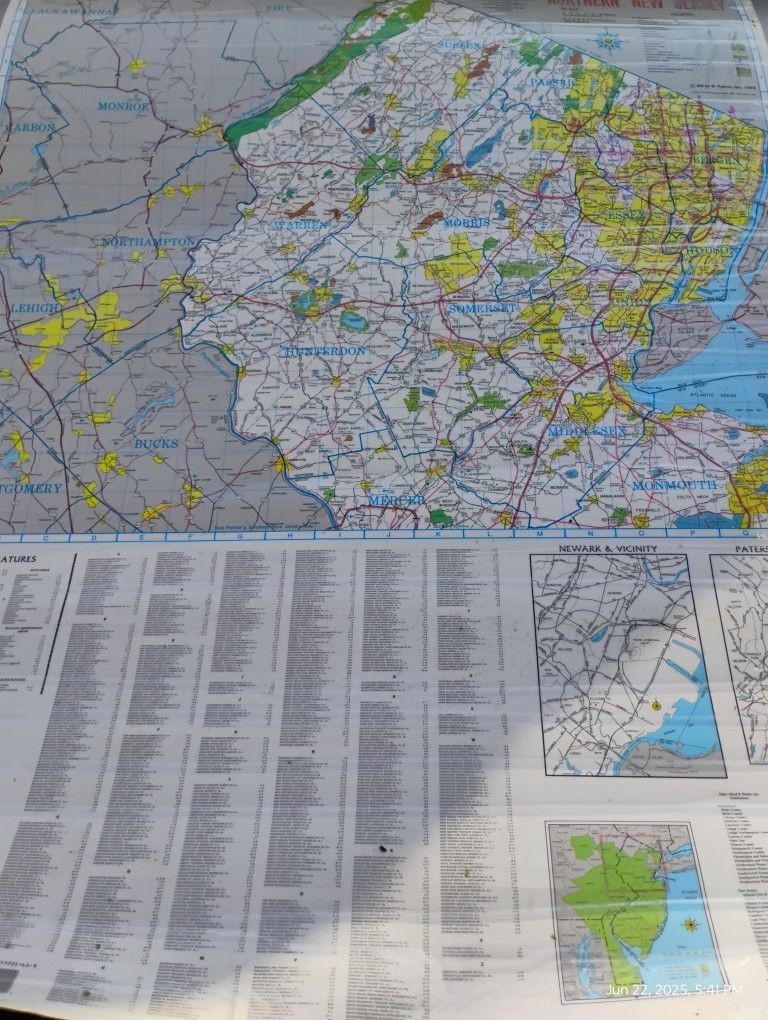 New Jersey Laminated Wall Map