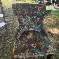 Teal and Brown Fabric Accent Chair