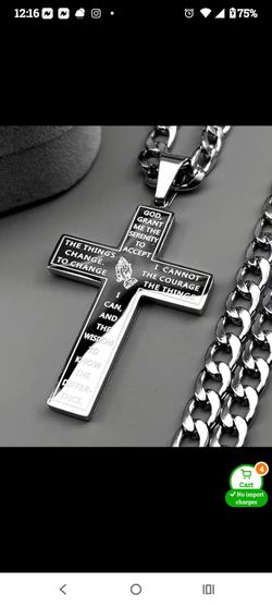Serenity Prayer Cross Pendant Necklace