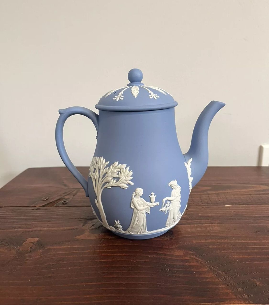 Vintage Retro Antique Jasperware Wedgwood Coffee Pot Kettle Lid England Mint