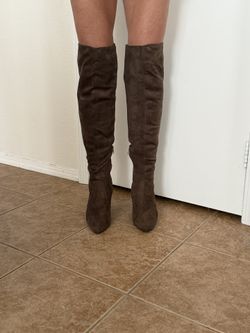 Over The Knee Brown Leather Boots - BRAND NEW - Women’s Size 11 (Fits Size 10 Shoe)