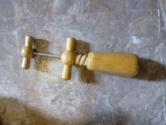 Vintage Wood Double Twist French Corkscrew Bottle Wine Opener. Barware 