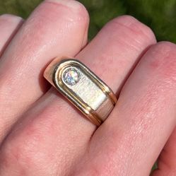 14k solid yellow gold gents 0.25 CTW natural diamond band ring size 10