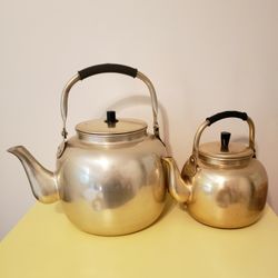 Pair of Korean Aluminum Tea Kettle

