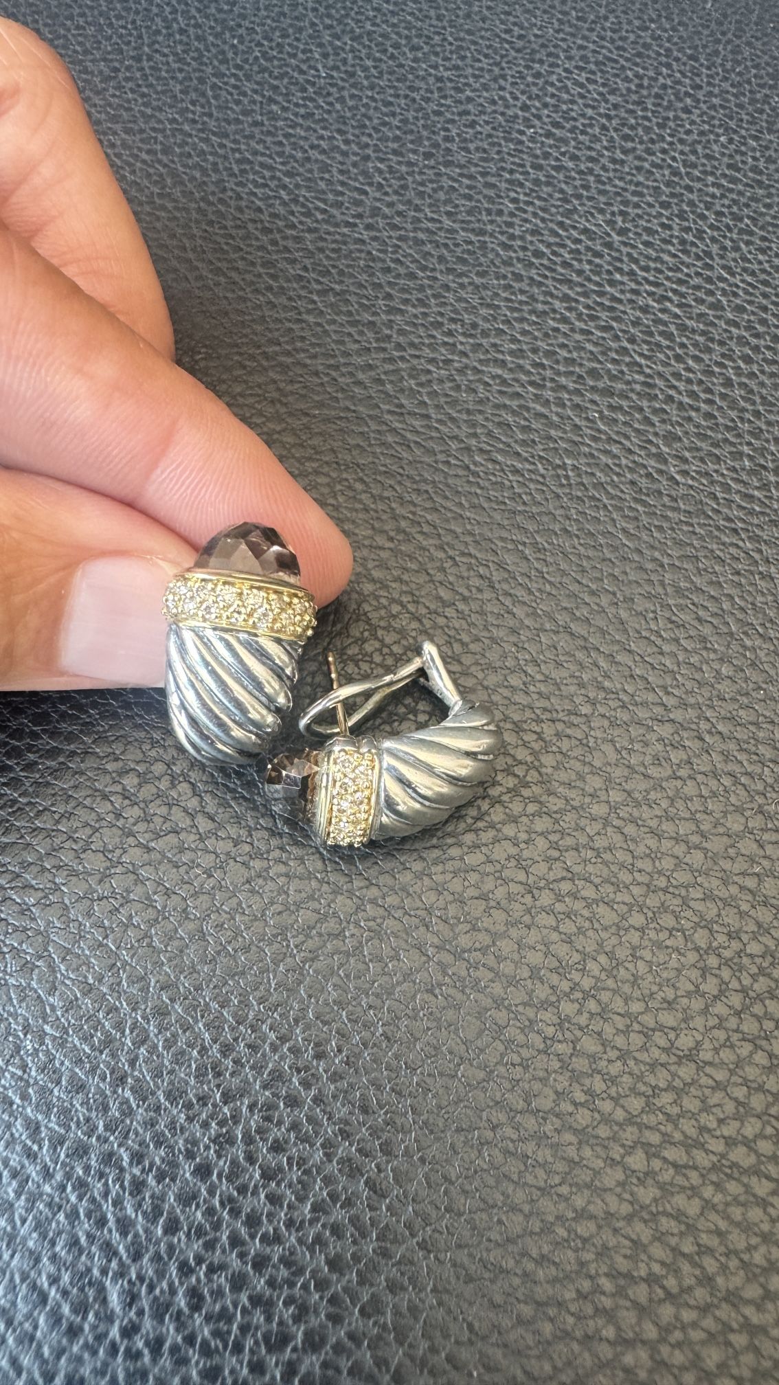 David Yurman Earrings With Diamonds And Gold