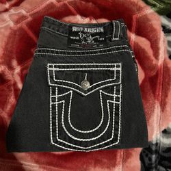 white stitch faded black true religion jeans