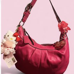 Coach Y2K SoHo Pink Pleated Leather Large Hobo Bag