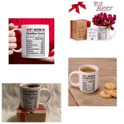 Mothers Day Gifts Mom Birthday Gifts from Daughter Son - #1 Mom Coffee Mug Christmas Gifts for Moms Grandma – White, 11oz