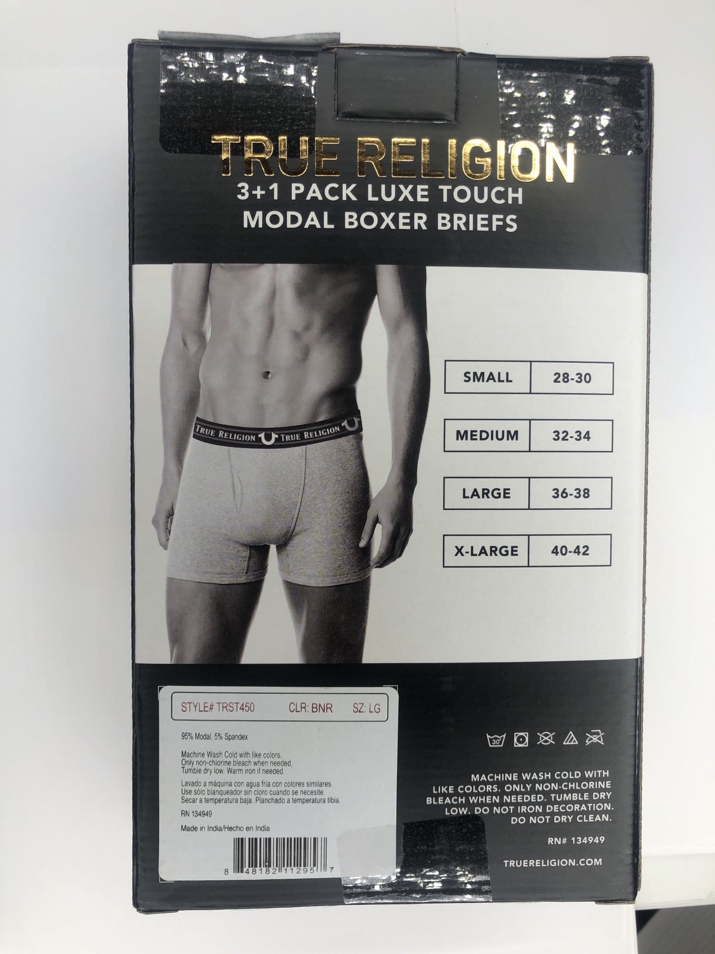 True Religion 4 Pack Boxer Brief Men Small LUXE Touch Modal Black