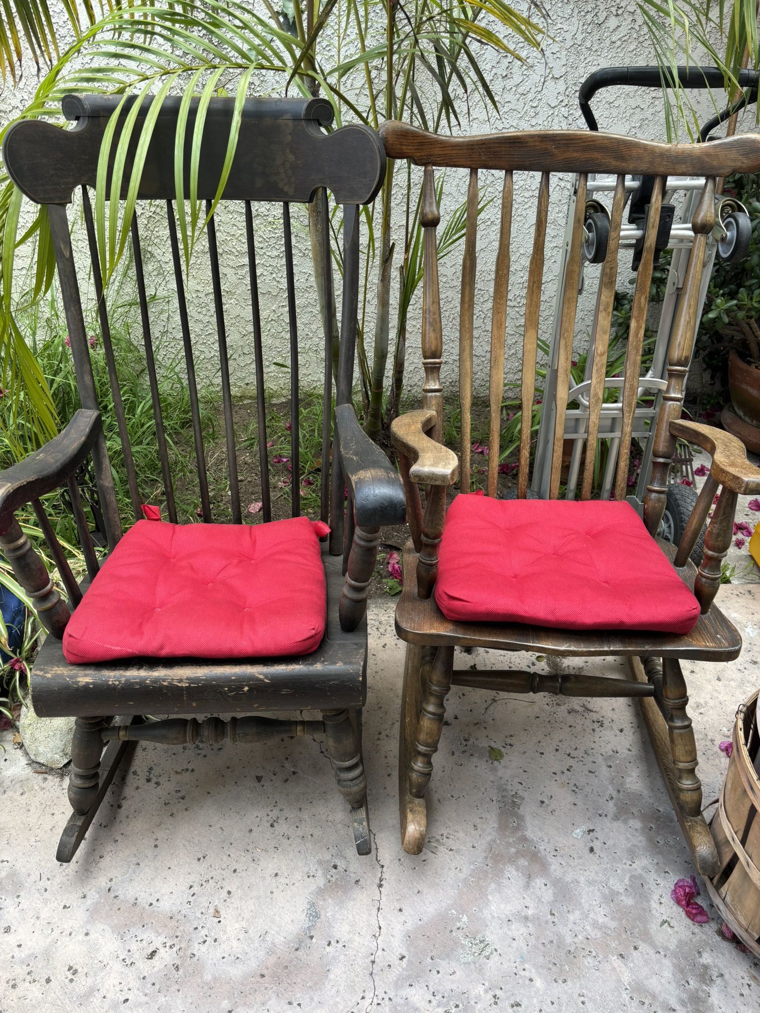 Two Antique Beautiful Wooden Spindle Windsor Rocking Chairs