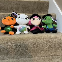 Halloween 8” plush set of 4 Frankenstein Witch Ghost Pumpkin American Greetings