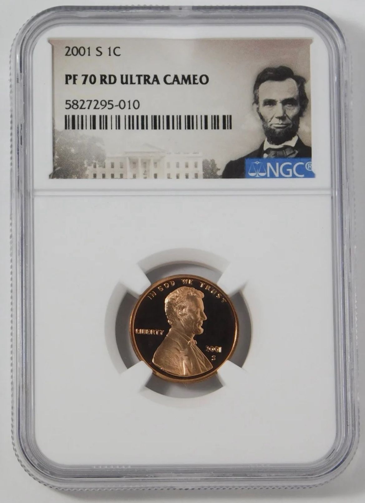2001-S Lincoln Cent TOP GRADE! NGC Proof-70 RD Ultra Cameo Lincoln Label
