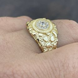 MOISSANITE Gold Rush Nugget Ring - 14k Gold Vermeil 925 Silver