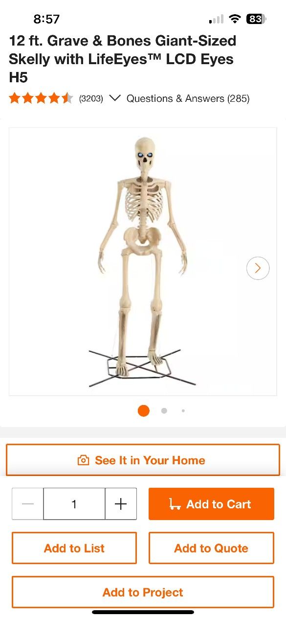 12 Foot SKELETON Graves & Bones Giant-Sized with LCD LifeEyes
