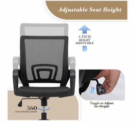 Athena Collection Ergonomic Office Chair, Mid-Back Desk Chair, Black Adjustable Seat Height, Breathable Backrest & Lumbar Support, 2.8" High-Density F