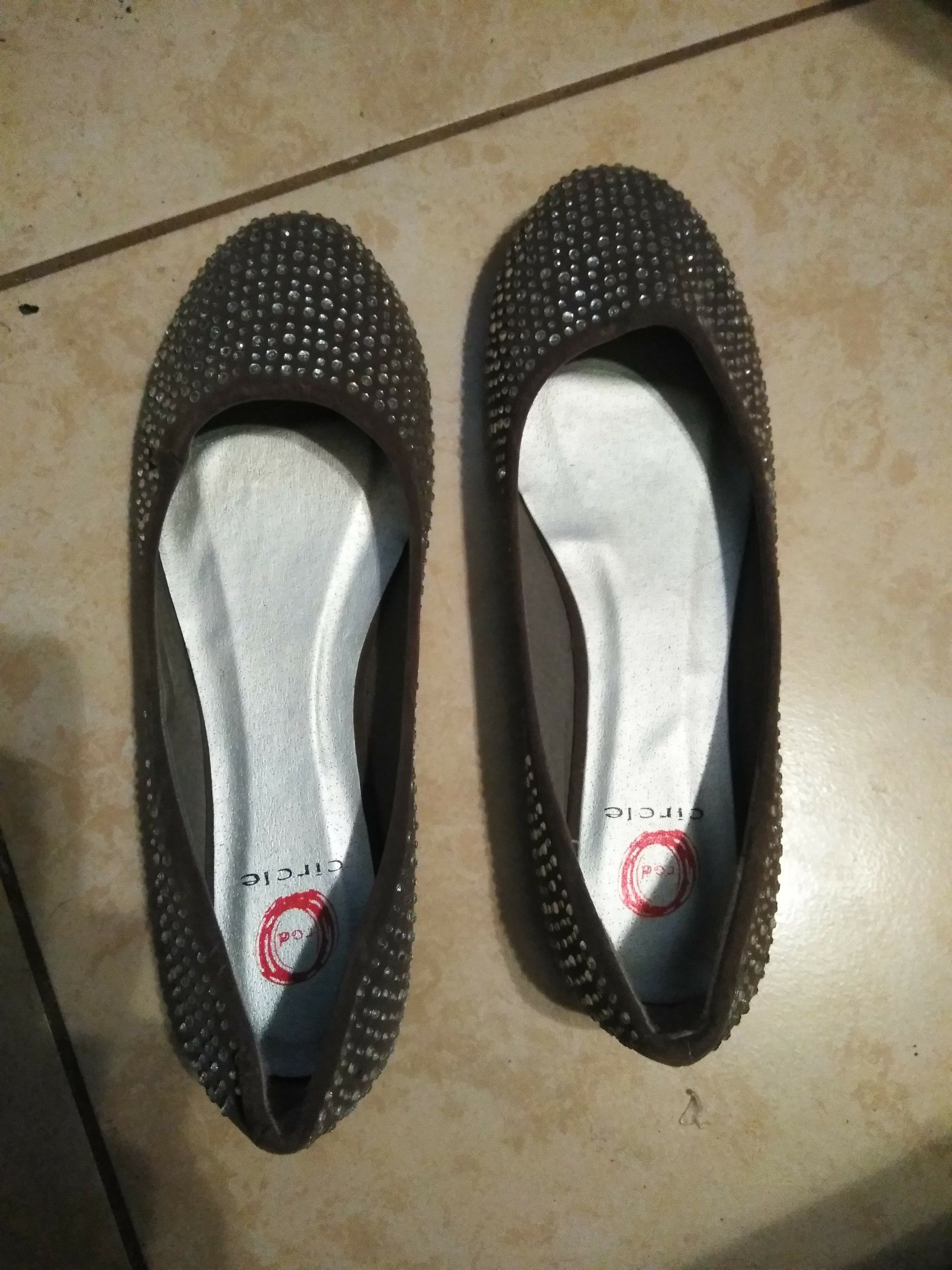Gray Studed Flats (ladies size 9)