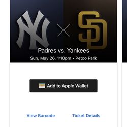 2 Tickets Padres vs Yankees 5/26