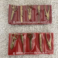 Vintage Intercast Miniature 5 Piece Tool Set in Plastic Sleeve - Really Work *** 2 For $5 ***