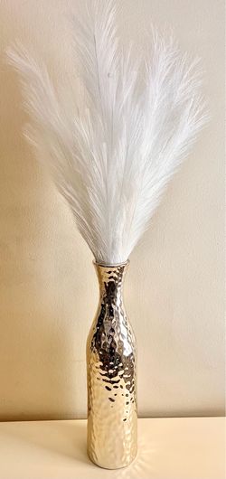 Gold Vase with White Pampas