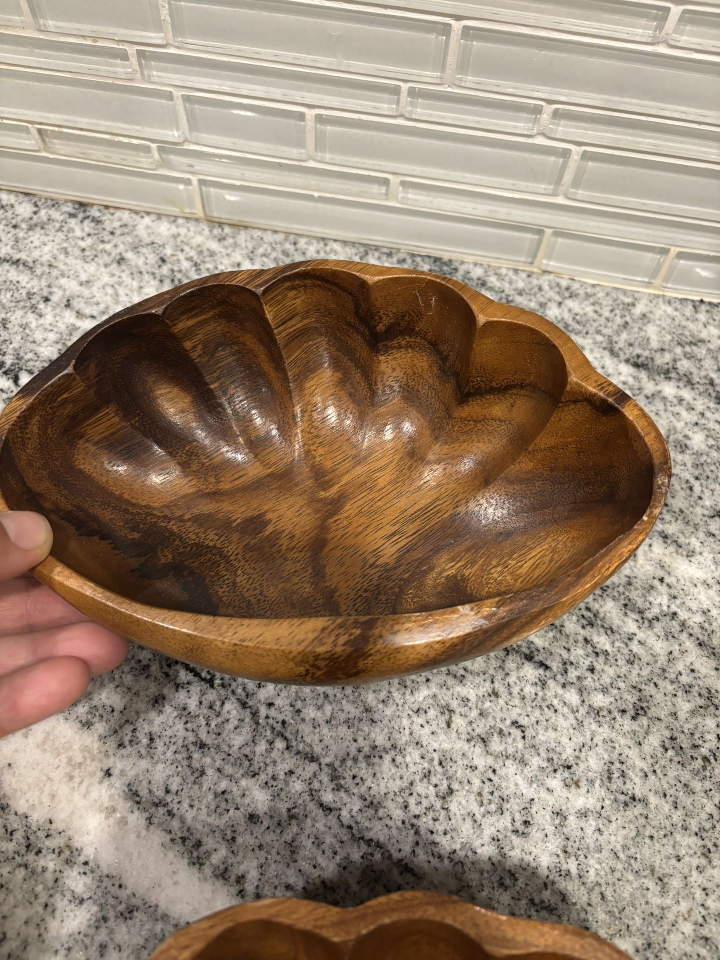 Wood Sea Clam Shell Shape Bowl - Trinket Box- Jewelry Plate - Finger Towel Plate