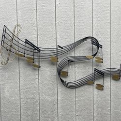 Vintage SIGNED CURTIS JERE BRASS WALL SCULPTURE MUSICAL NOTES YEAR 1988