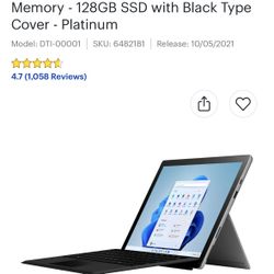 Microsoft Surface Pro 7+ 12.3" Intel Core 13 8GB RAM 128GB SSD & Keyboard - KATY PICK UP ONLY