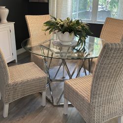 Glass Top Dining Table With Chrome Base