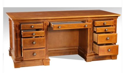 Large Wooden Executive Pedestal Desk