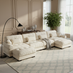 Napa 166" U-Shaped Modular Velvet Upholstered Sectional Sofa with 2 Movable Ottomans