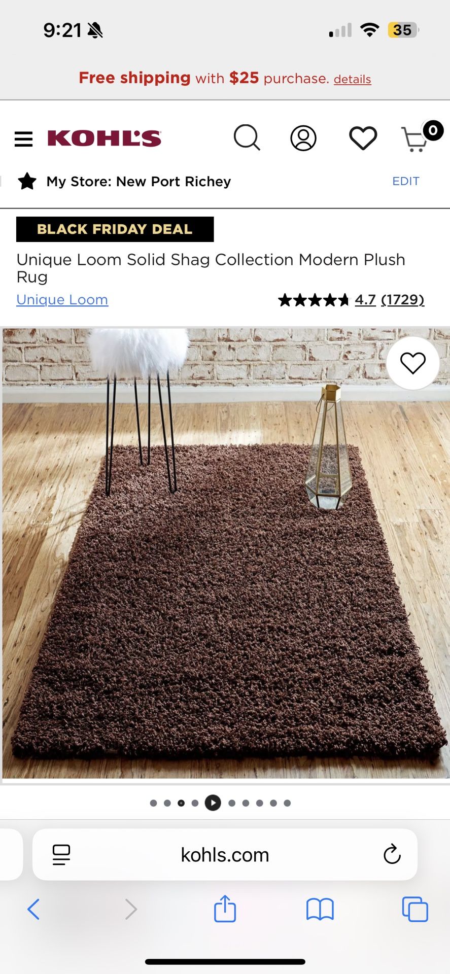 Beautiful Large Chocolate Brown Shag Rug 8x10