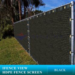Ifenceview 6'x8' Black Shade Cloth/Fence Privacy Screen Fabric Mesh Net for Construction Site, Yard, Driveway, Garden, Railing
