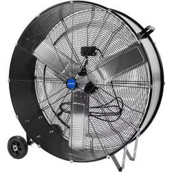 36" Industrial Drum Fan, 15000 CFM High-Velocity, 2-Speed, 1/3 HP Powerful Motor, 6 IN Wheels Barn Fan, for Workshop Factory Warehouse Garage, UL List